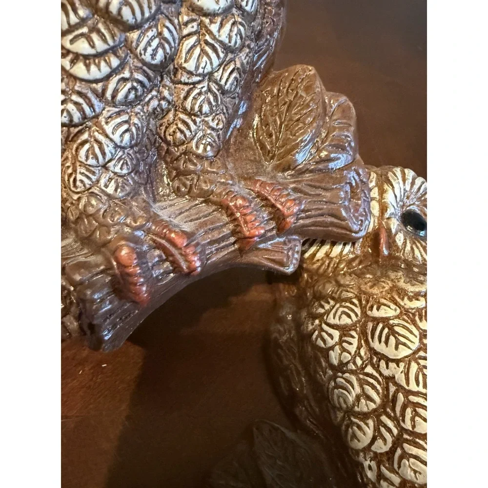Vtg‎ Owl Wall Decor Set Mid Century Retro Faux Wood Look Hanging Pair